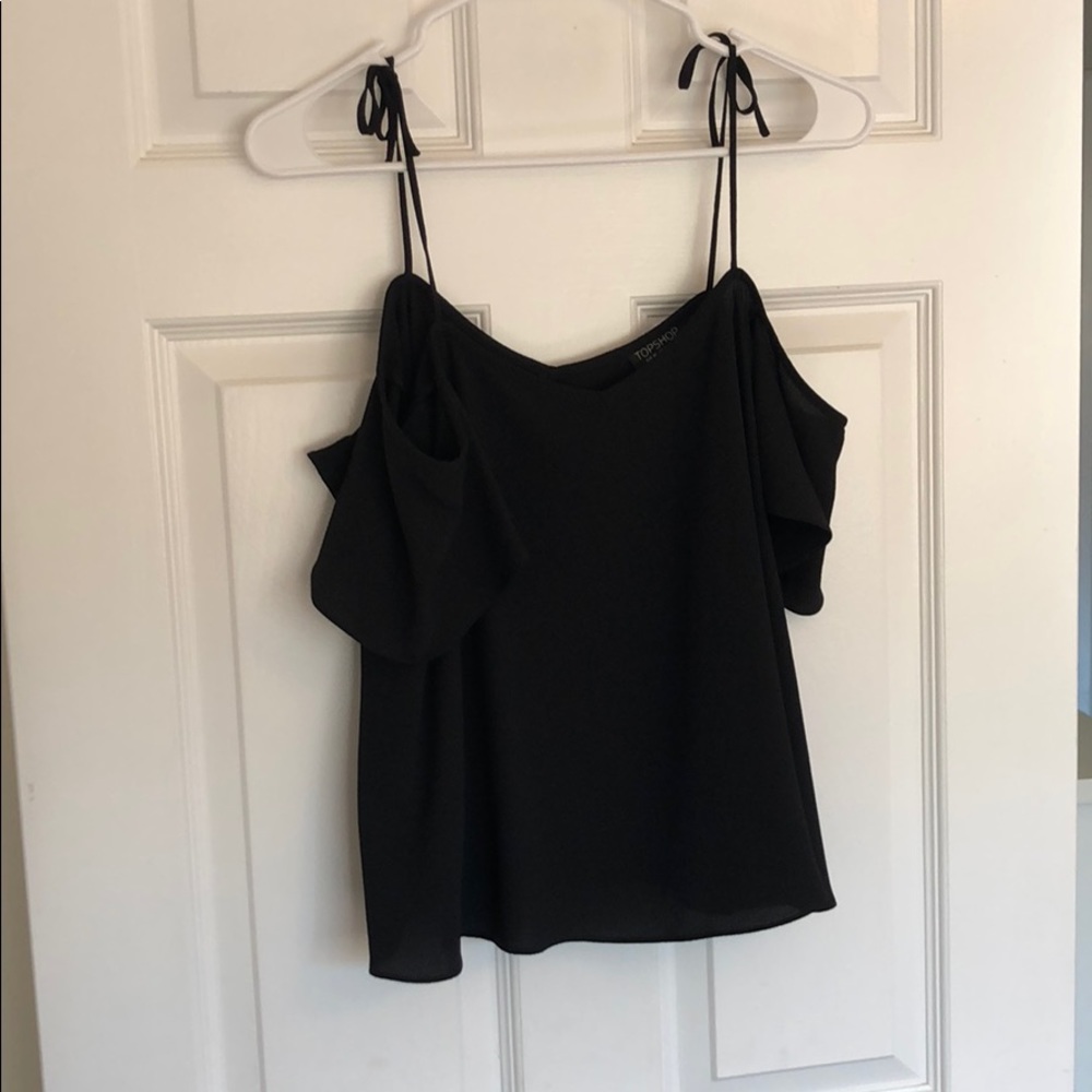 Topshop blouse with off the shoulder sleeves